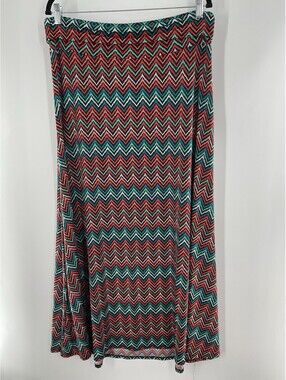 Lularoe Women’s Extra Large Maxi Striped Zigzag Pattern Skirt Multicolor 007